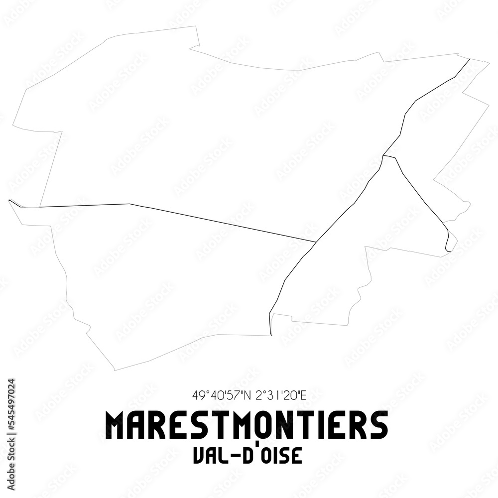 MARESTMONTIERS Val-d'Oise. Minimalistic street map with black and white lines. MARESTMONTIERS Val-d'Oise. Minimalistic street map with black and white lines.