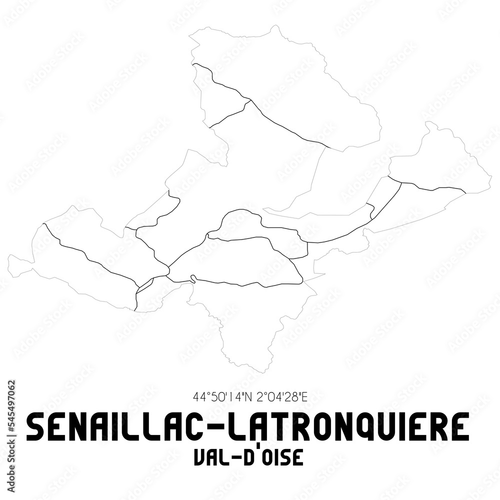 SENAILLAC-LATRONQUIERE Val-d'Oise. Minimalistic street map with black and white lines.