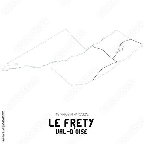 LE FRETY Val-d'Oise. Minimalistic street map with black and white lines.