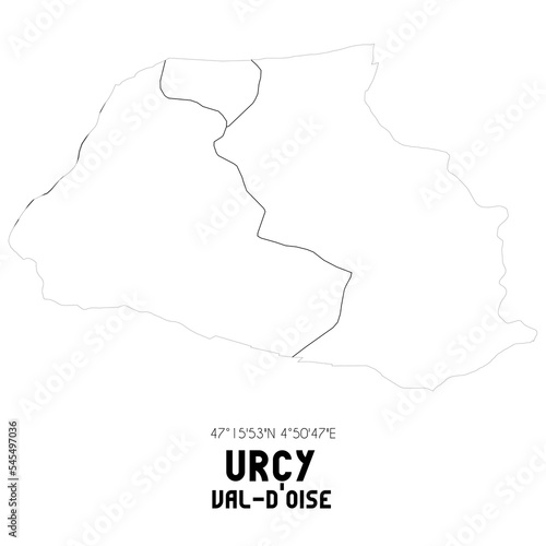 URCY Val-d'Oise. Minimalistic street map with black and white lines.