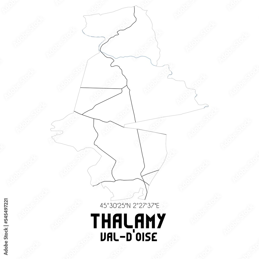 THALAMY Val-d'Oise. Minimalistic street map with black and white lines. THALAMY Val-d'Oise. Minimalistic street map with black and white lines.