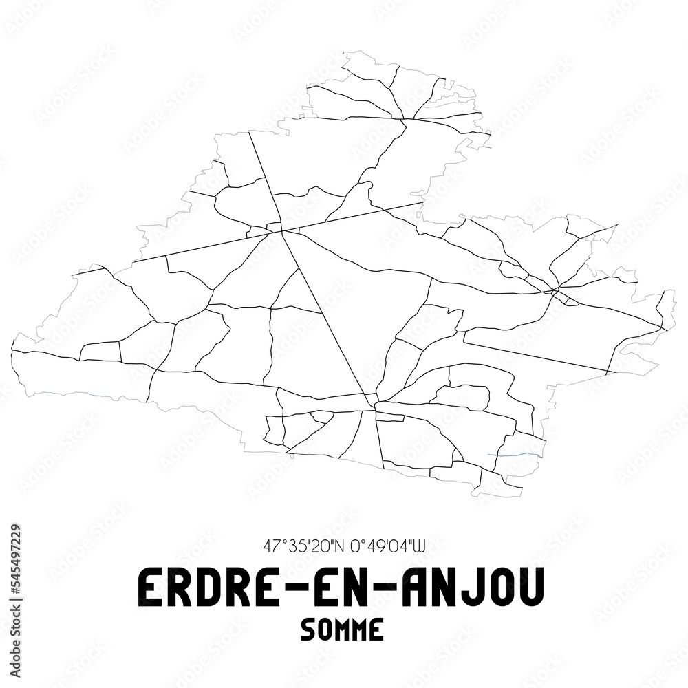 ERDRE-EN-ANJOU Somme. Minimalistic street map with black and white lines.