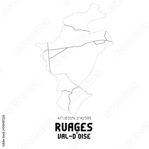 RUAGES Val-d'Oise. Minimalistic street map with black and white lines.