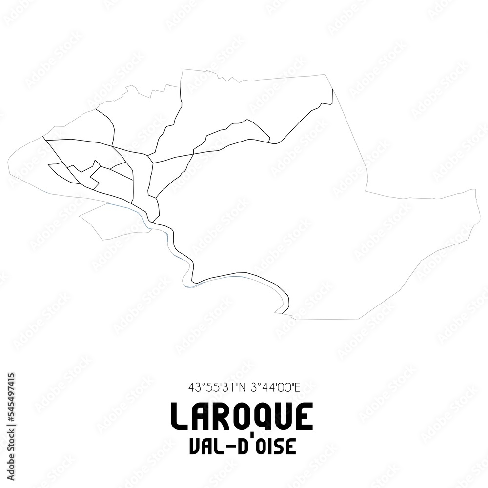LAROQUE Val-d'Oise. Minimalistic street map with black and white lines. LAROQUE Val-d'Oise. Minimalistic street map with black and white lines.