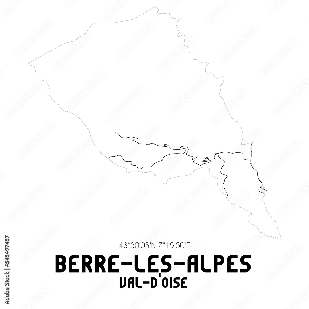 BERRE-LES-ALPES Val-d'Oise. Minimalistic street map with black and white lines.