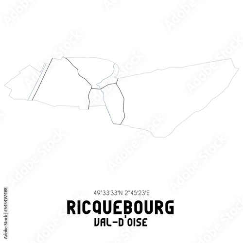 RICQUEBOURG Val-d'Oise. Minimalistic street map with black and white lines.