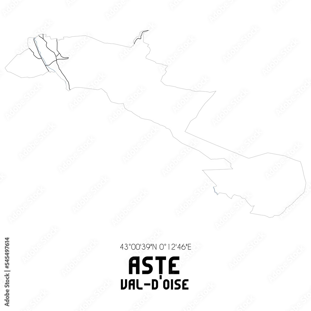 ASTE Val-d'Oise. Minimalistic street map with black and white lines. ASTE Val-d'Oise. Minimalistic street map with black and white lines.