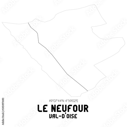 LE NEUFOUR Val-d'Oise. Minimalistic street map with black and white lines.