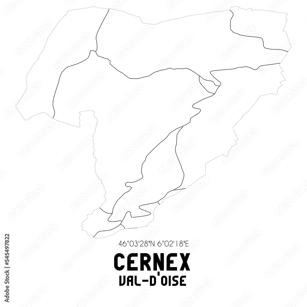 CERNEX Val-d'Oise. Minimalistic street map with black and white lines.