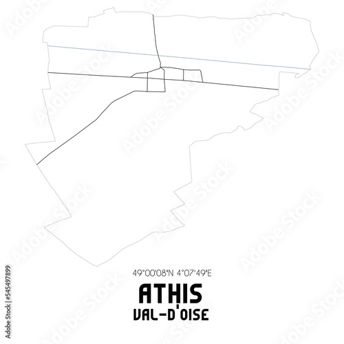 ATHIS Val-d'Oise. Minimalistic street map with black and white lines. photo