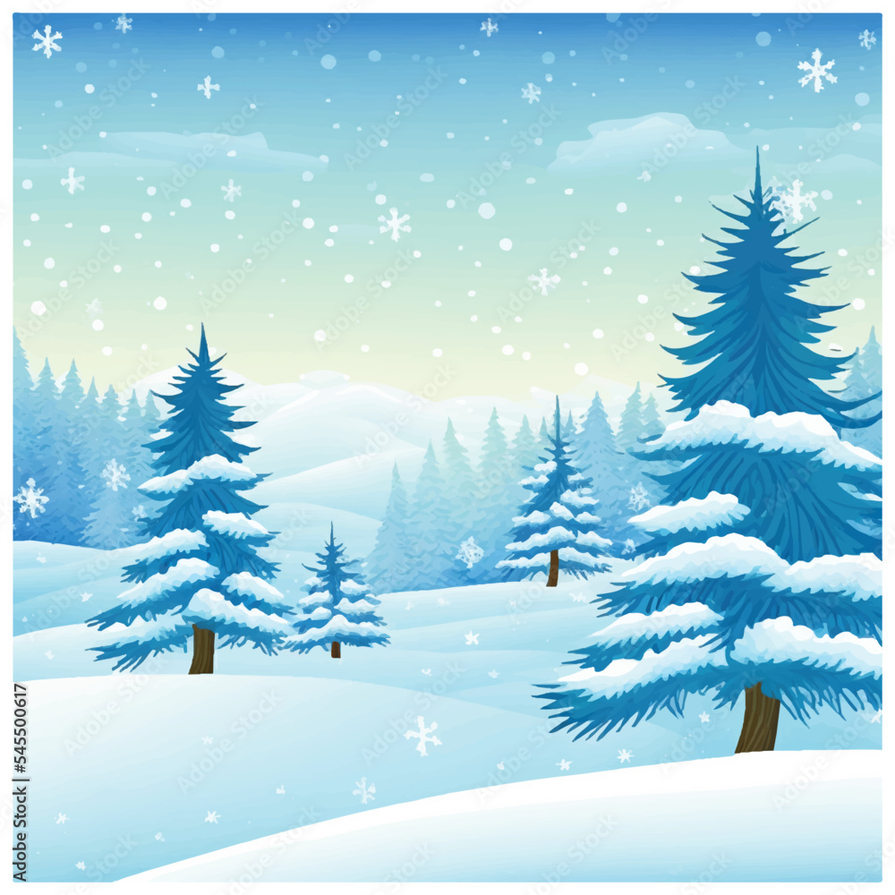 Vector illustration of winter landscape background, new year 2023