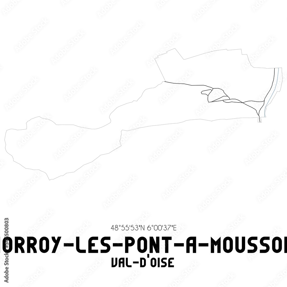 NORROY-LES-PONT-A-MOUSSON Val-d'Oise. Minimalistic street map with black and white lines. NORROY-LES-PONT-A-MOUSSON Val-d'Oise. Minimalistic street map with black and white lines.