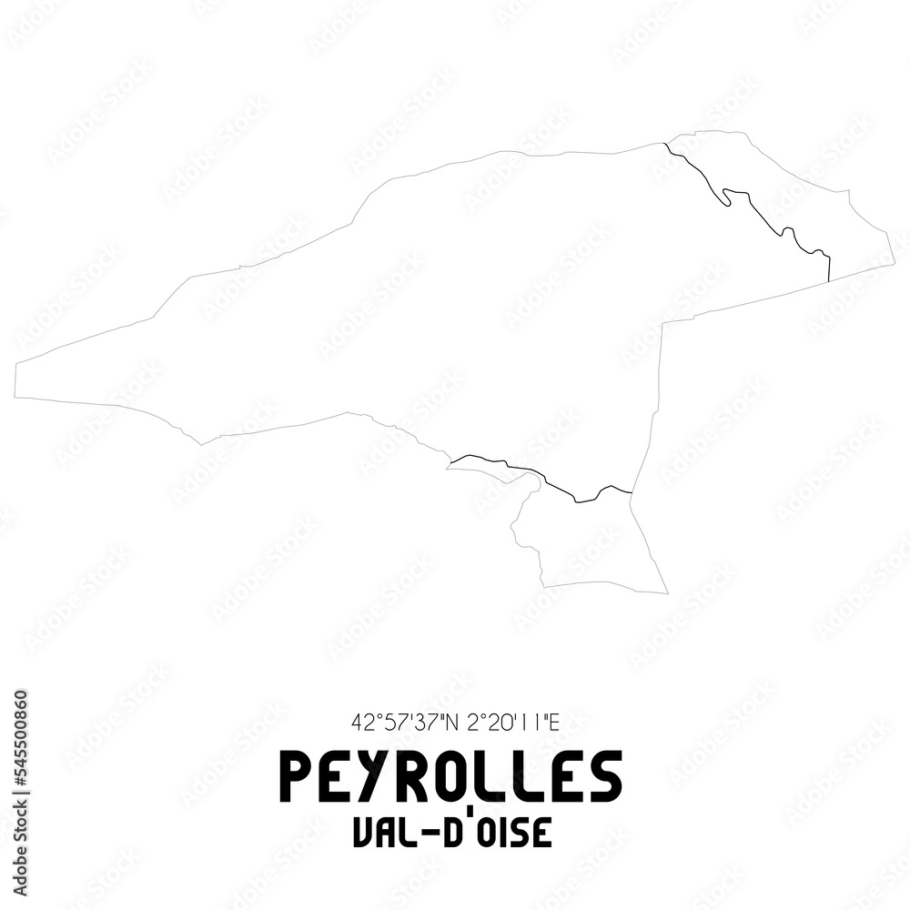 PEYROLLES Val-d'Oise. Minimalistic street map with black and white lines.