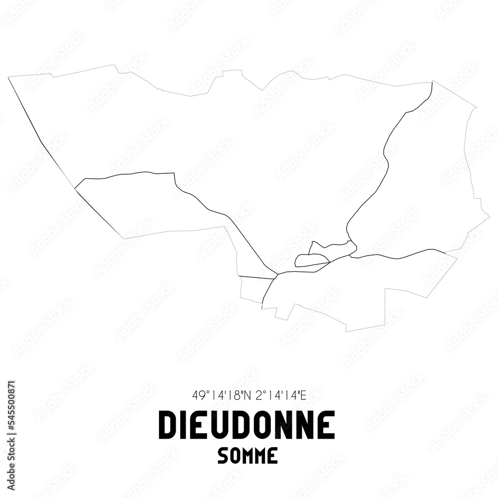 DIEUDONNE Somme. Minimalistic street map with black and white lines.