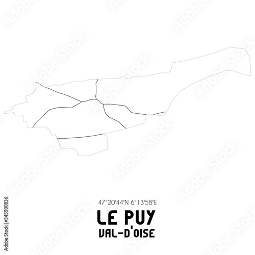 LE PUY Val-d'Oise. Minimalistic street map with black and white lines.
