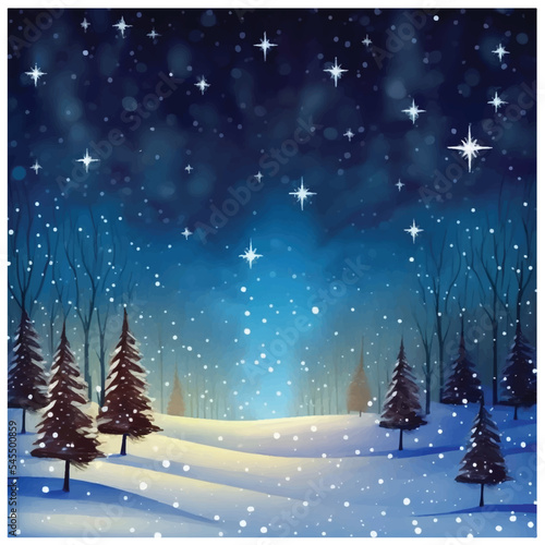 Vector illustration of winter landscape background, new year 2023