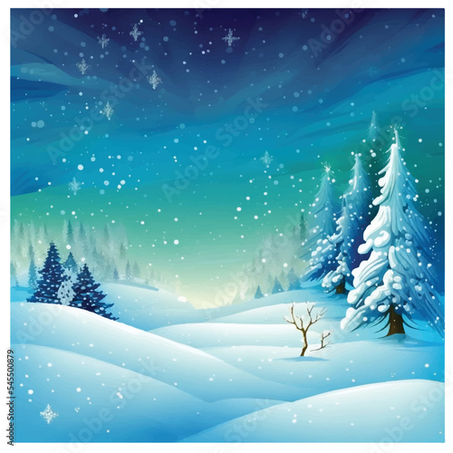 Vector illustration of winter landscape background, new year 2023