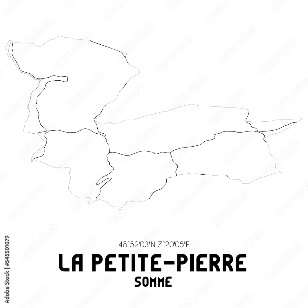 LA PETITE-PIERRE Somme. Minimalistic street map with black and white lines.