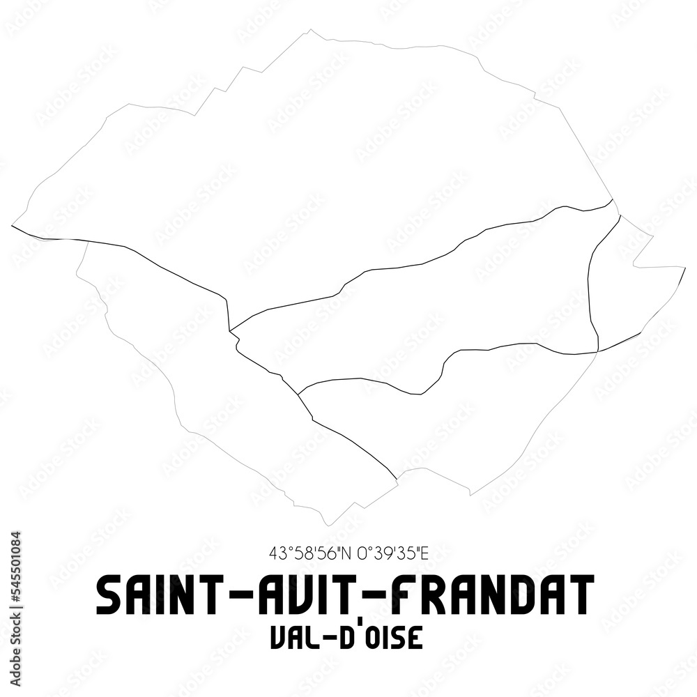 SAINT-AVIT-FRANDAT Val-d'Oise. Minimalistic street map with black and white lines.