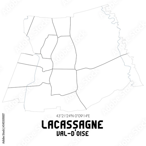 LACASSAGNE Val-d'Oise. Minimalistic street map with black and white lines.