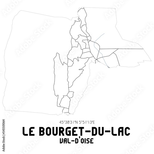 LE BOURGET-DU-LAC Val-d Oise. Minimalistic street map with black and white lines.