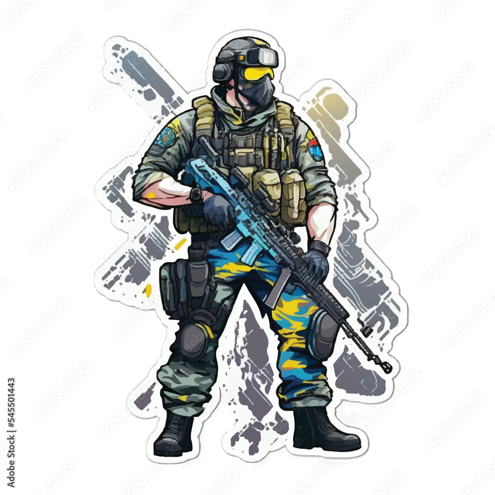 Vector Illustration of Ukrainian Army soldier Vector Illustration of Ukrainian Army soldier