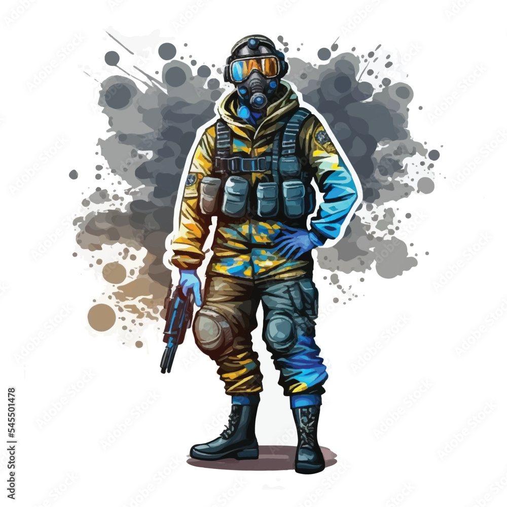 Vector Illustration of Ukrainian Army soldier Vector Illustration of Ukrainian Army soldier