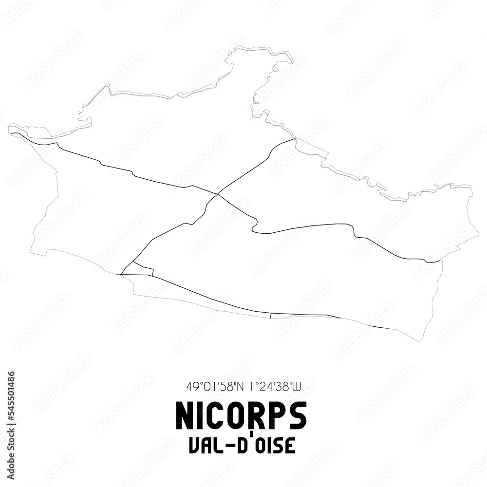 NICORPS Val-d'Oise. Minimalistic street map with black and white lines.