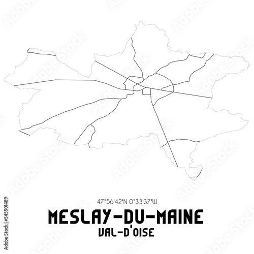 MESLAY-DU-MAINE Val-d'Oise. Minimalistic street map with black and white lines.