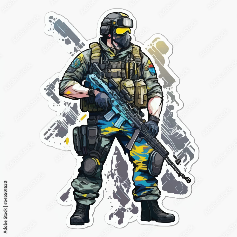 Vector Illustration of Ukrainian Army soldier Vector Illustration of Ukrainian Army soldier