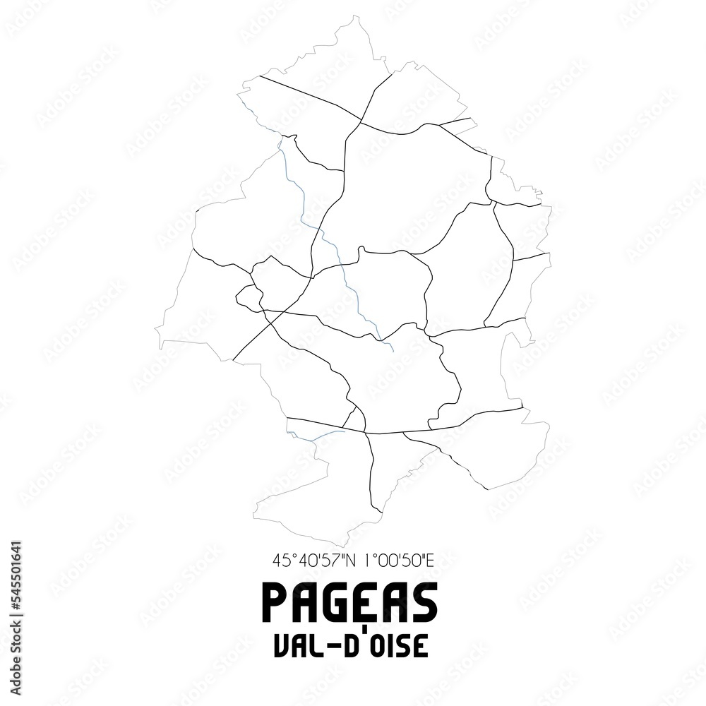 PAGEAS Val-d'Oise. Minimalistic street map with black and white lines.