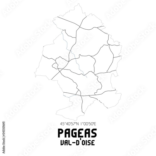 PAGEAS Val-d Oise. Minimalistic street map with black and white lines.