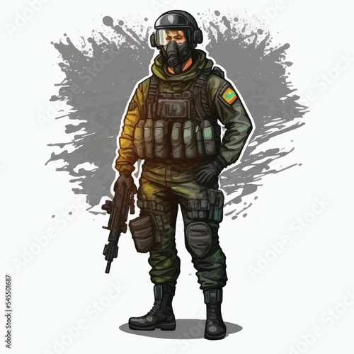 Vector Illustration of Ukrainian Army soldier