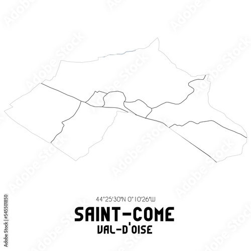 SAINT-COME Val-d Oise. Minimalistic street map with black and white lines.