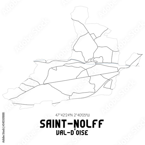 SAINT-NOLFF Val-d Oise. Minimalistic street map with black and white lines.
