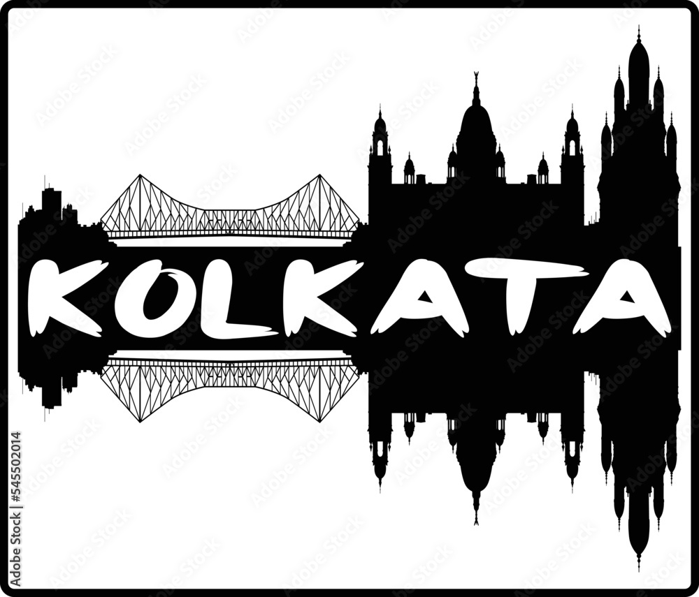 Kolkata India Skyline Sunset Travel Souvenir Sticker Logo Badge Stamp