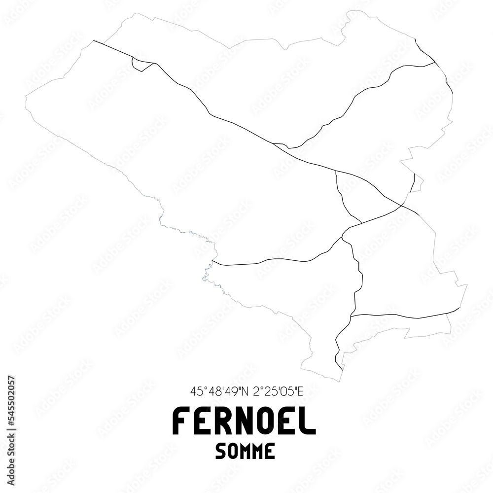 FERNOEL Somme. Minimalistic street map with black and white lines.