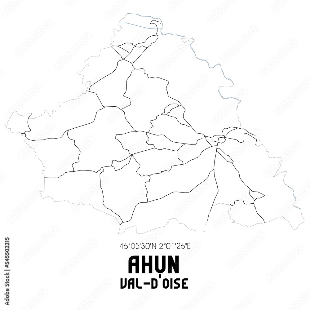 AHUN Val-d'Oise. Minimalistic street map with black and white lines.