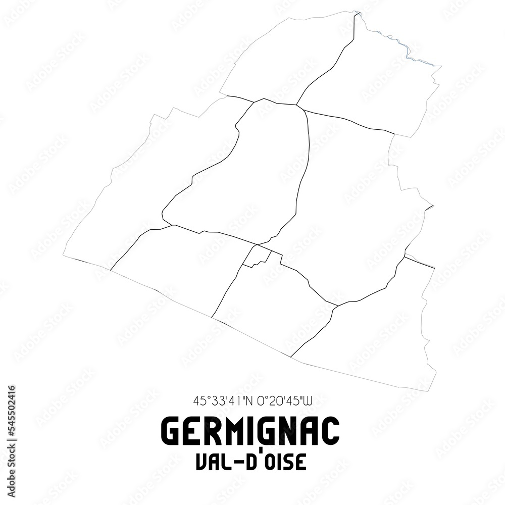 GERMIGNAC Val-d'Oise. Minimalistic street map with black and white lines.