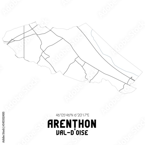 ARENTHON Val-d'Oise. Minimalistic street map with black and white lines.
