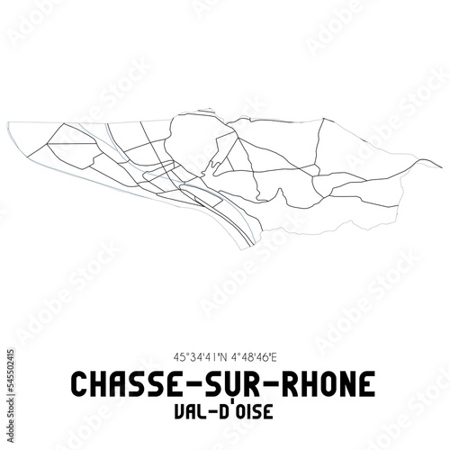 CHASSE-SUR-RHONE Val-d Oise. Minimalistic street map with black and white lines.