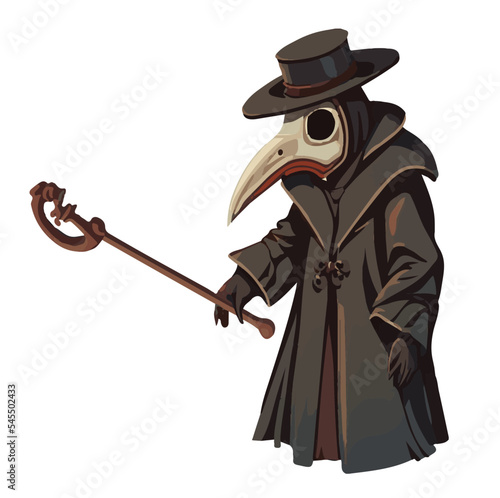 vector cartoon illustration of plague doctor
