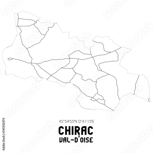 CHIRAC Val-d'Oise. Minimalistic street map with black and white lines.
