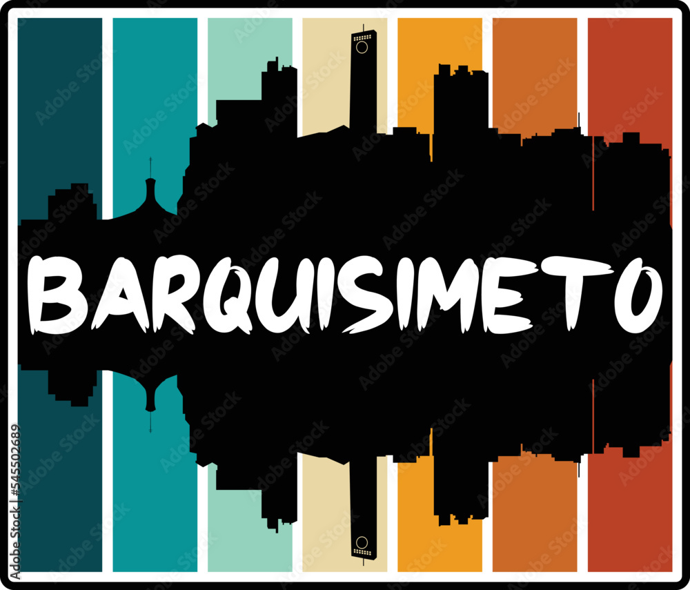 Barquisimeto Venezuela Skyline Sunset Travel Souvenir Sticker Logo Badge Stamp Emblem Coat of Arms Vector Illustration EPS