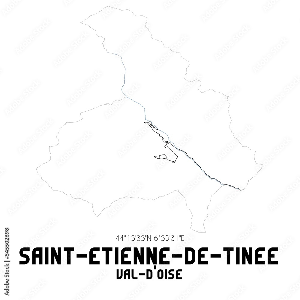 SAINT-ETIENNE-DE-TINEE Val-d'Oise. Minimalistic street map with black and white lines.