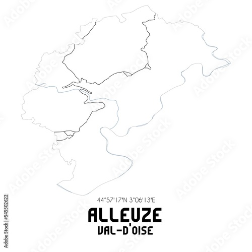 ALLEUZE Val-d'Oise. Minimalistic street map with black and white lines.