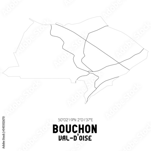 BOUCHON Val-d'Oise. Minimalistic street map with black and white lines.