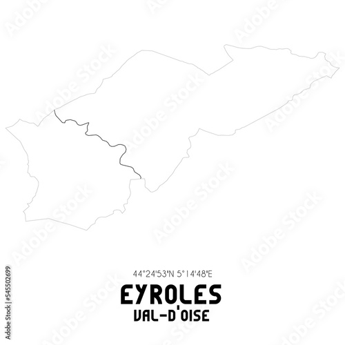 EYROLES Val-d Oise. Minimalistic street map with black and white lines.