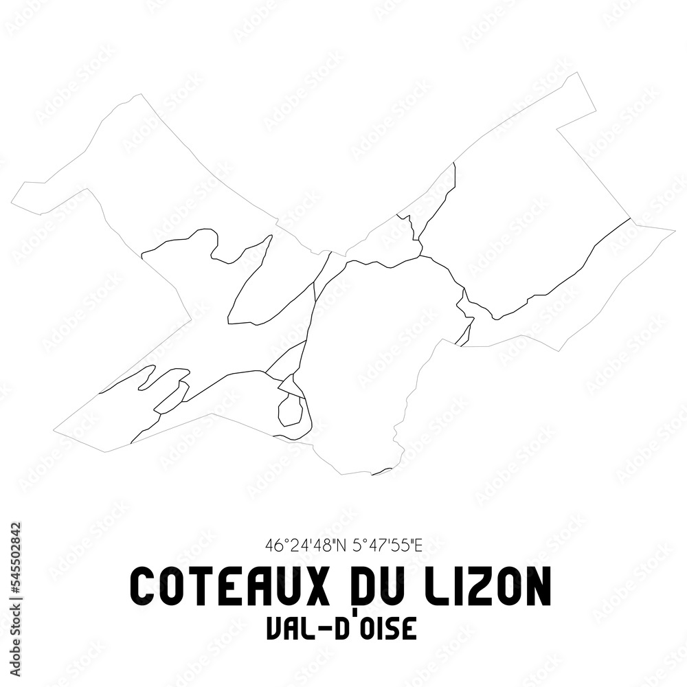 COTEAUX DU LIZON Val-d'Oise. Minimalistic street map with black and white lines.