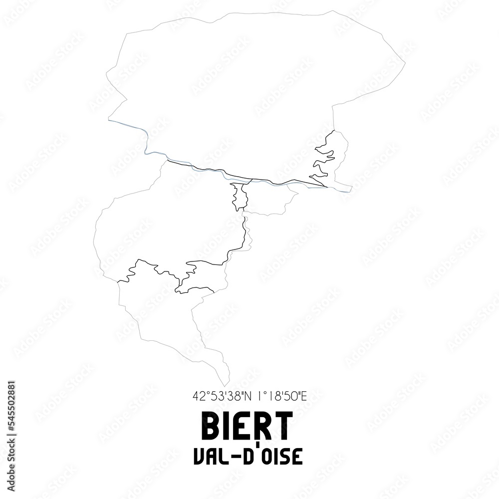 BIERT Val-d'Oise. Minimalistic street map with black and white lines.